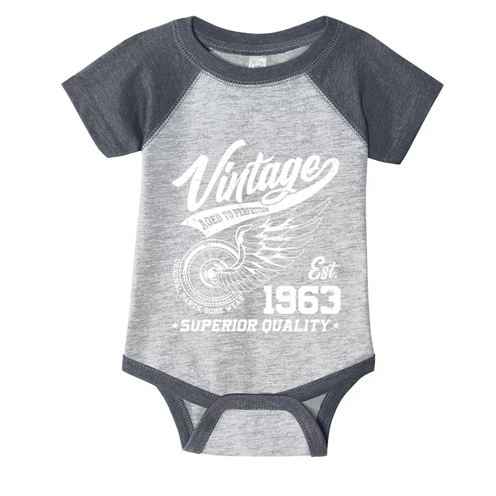 Winged Wheel Vintage 1963 Aged To Perfection Superior Quality 60th Birthday Infant Baby Jersey Bodysuit