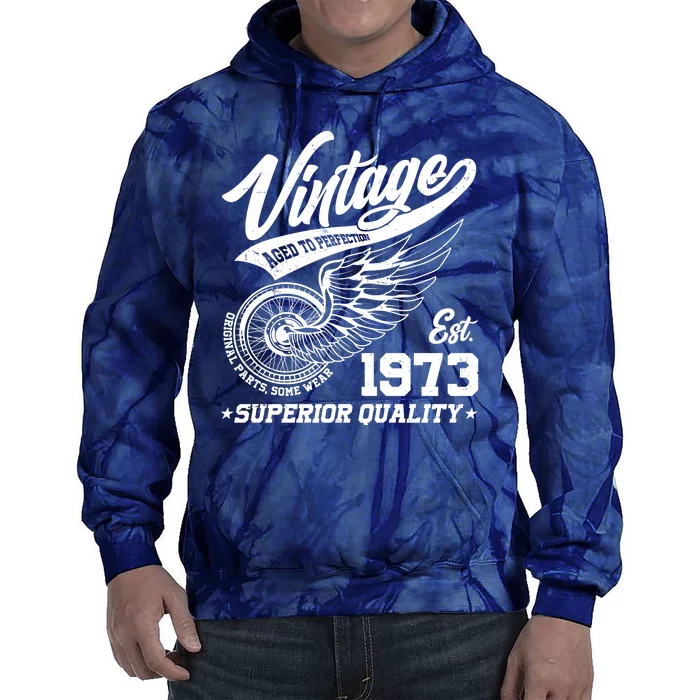 Winged Wheel Vintage 1973 Aged To Perfection Superior Quality 50th Birthday Tie Dye Hoodie