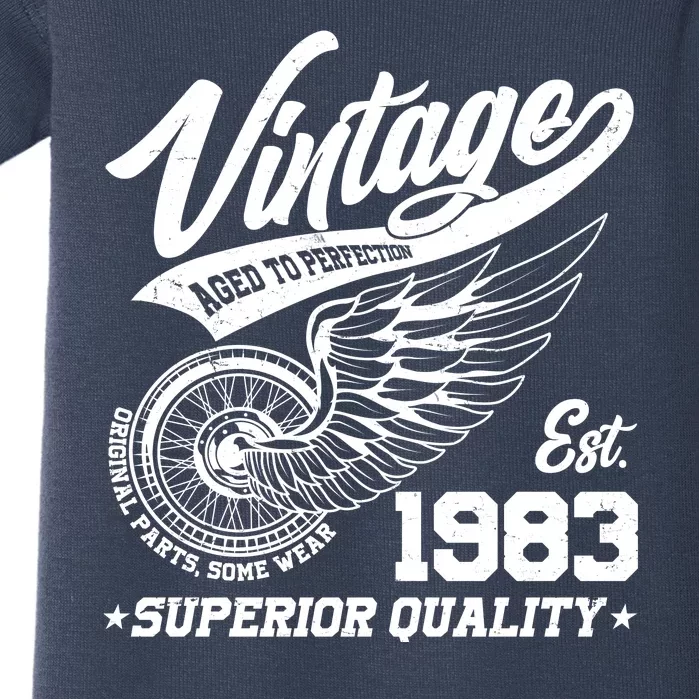 Winged Wheel Vintage 1983 Aged To Perfection Superior Quality 40th Birthday Baby Bodysuit