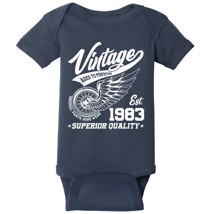 Winged Wheel Vintage 1983 Aged To Perfection Superior Quality 40th Birthday Baby Bodysuit