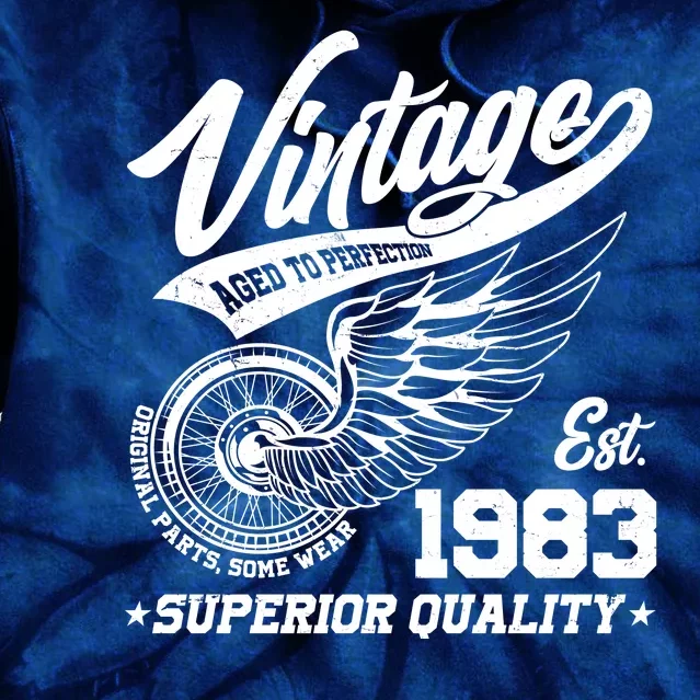 Winged Wheel Vintage 1983 Aged To Perfection Superior Quality 40th Birthday Tie Dye Hoodie