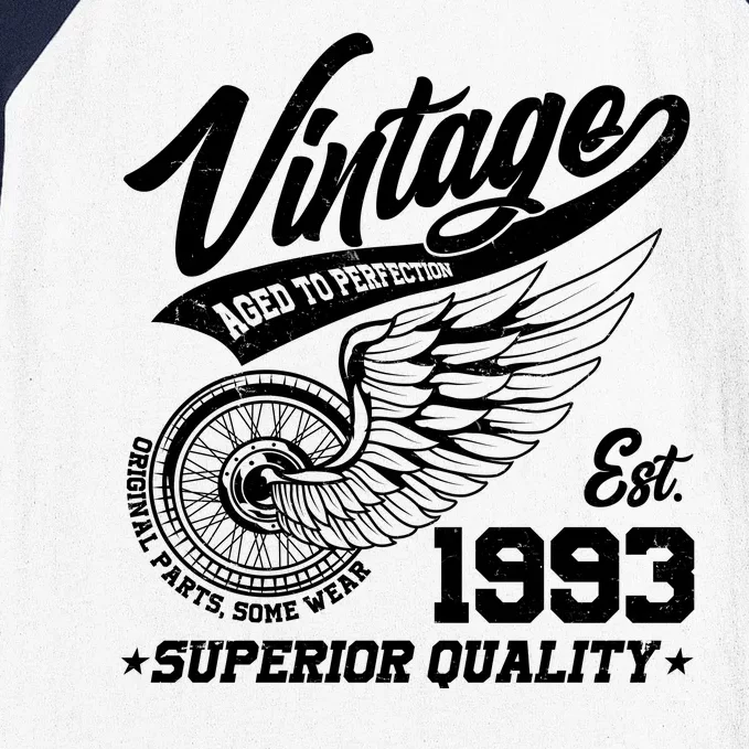 Winged Wheel Vintage 1993 Aged To Perfection Superior Quality 30th Birthday Baseball Sleeve Shirt