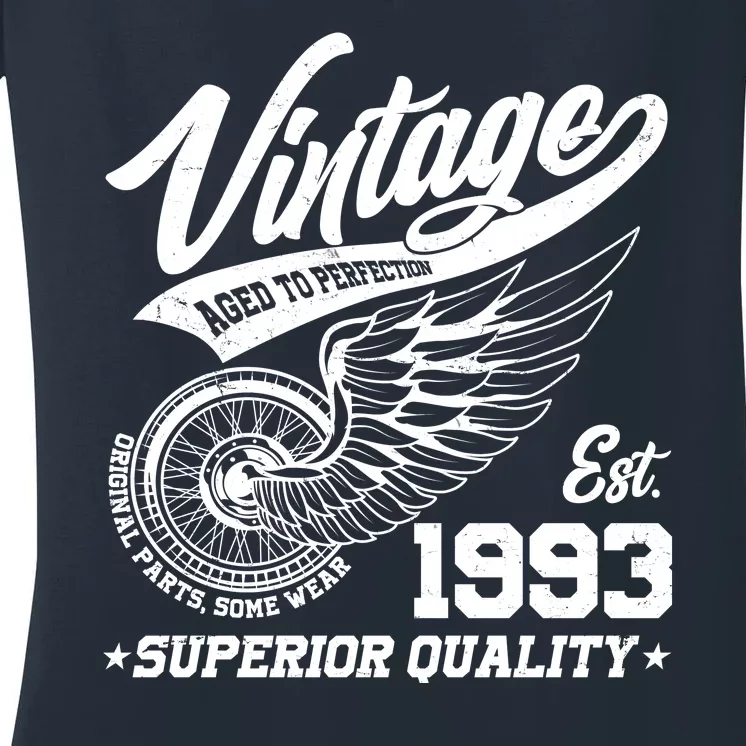 Winged Wheel Vintage 1993 Aged To Perfection Superior Quality 30th Birthday Women's V-Neck T-Shirt