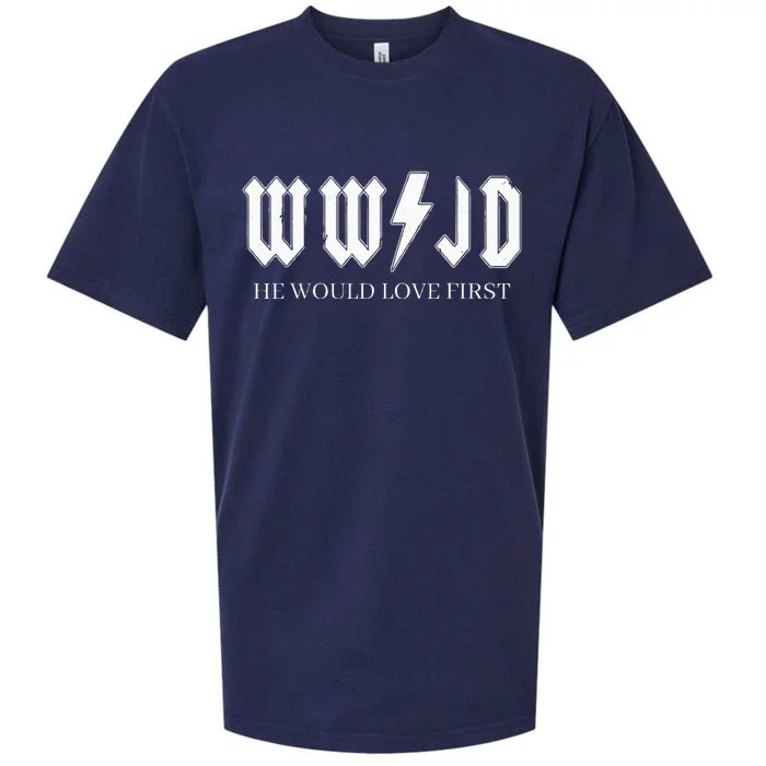 Wwjd What Would Jesus Do He Would Love First Sueded Cloud Jersey T-Shirt