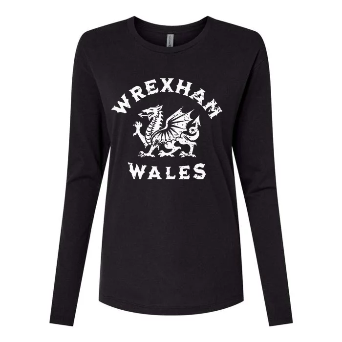 Wrexham Wales Welsh Dragon Flag Womens Cotton Relaxed Long Sleeve T-Shirt