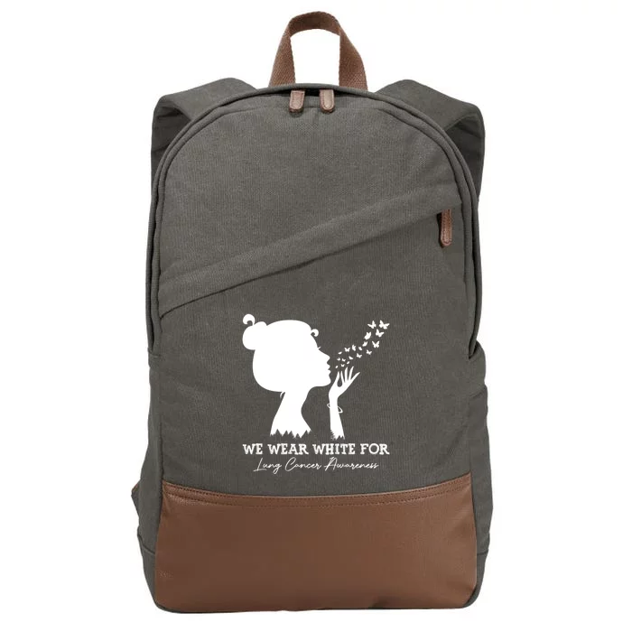 We Wear White For Lung Cancer Awareness American Gift Cotton Canvas Backpack