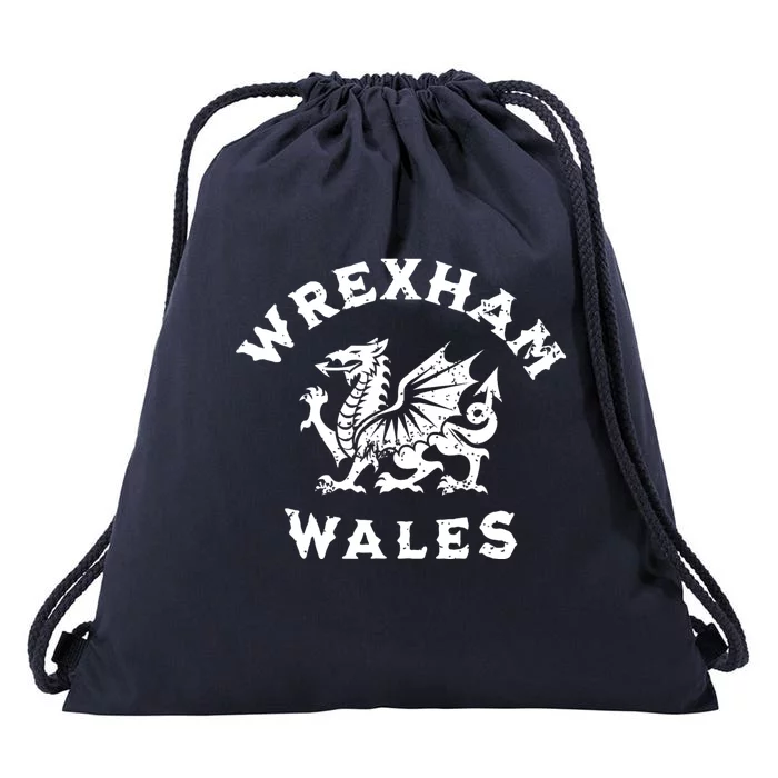 Wrexham Wales Welsh Dragon Flag Vintage Drawstring Bag