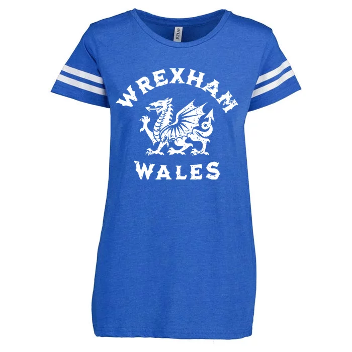 Wrexham Wales Welsh Dragon Flag Vintage Enza Ladies Jersey Football T-Shirt