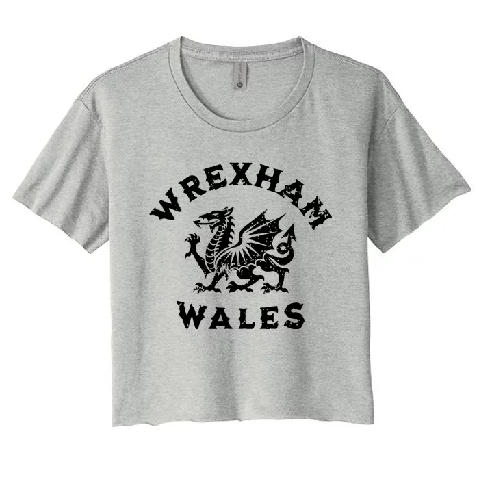 Wrexham Wales Welsh Dragon Flag Vintage Women's Crop Top Tee