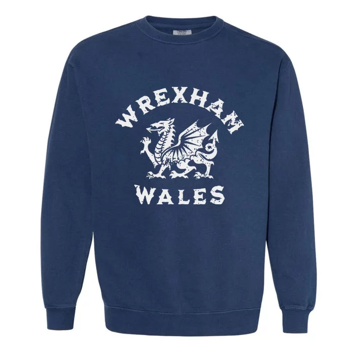 Wrexham Wales Welsh Dragon Flag Vintage Garment-Dyed Sweatshirt