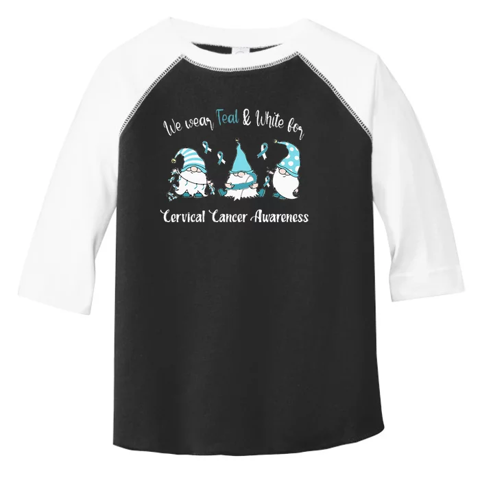 We Wear With Teal & White For Cervical Cancer Awareness Toddler Fine Jersey T-Shirt