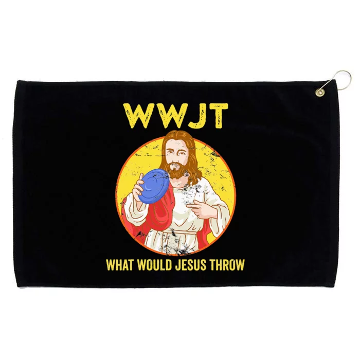 WWJT What would Jesus throw Frisbee disc golf sport Grommeted Golf Towel