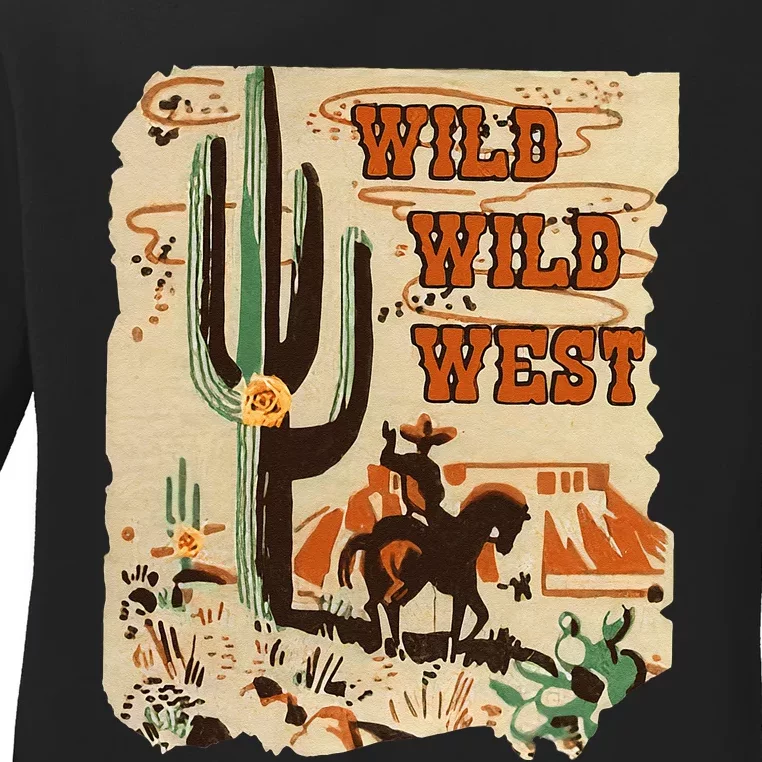 Wild Wild West Western Life Southwest Desert Vibes Cactus Ladies Long Sleeve Shirt