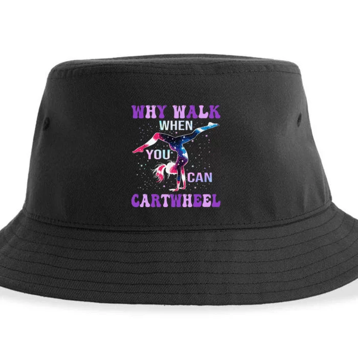 Why Walk When You Can Cartwheel Cute Gymnastics Women Gift Sustainable Bucket Hat