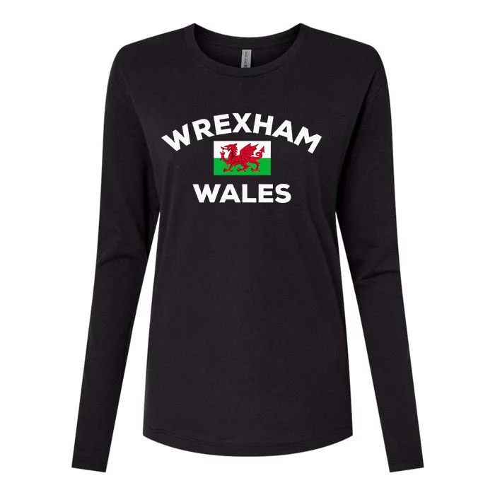 Wrexham Wales Welsh Flag City Womens Cotton Relaxed Long Sleeve T-Shirt