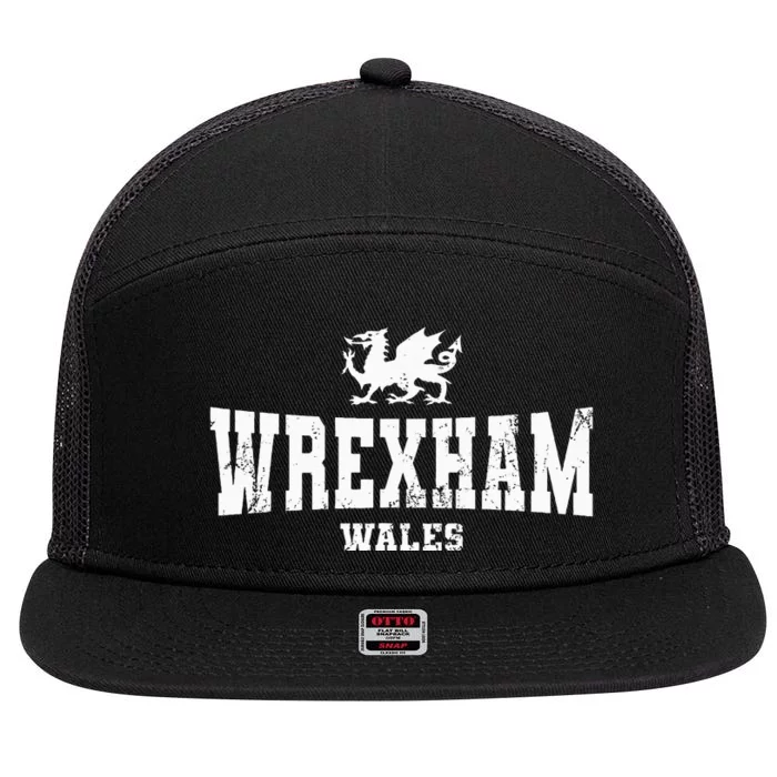 Wrexham Wales Welsh Dragon Flag Cymru 7 Panel Mesh Trucker Snapback Hat