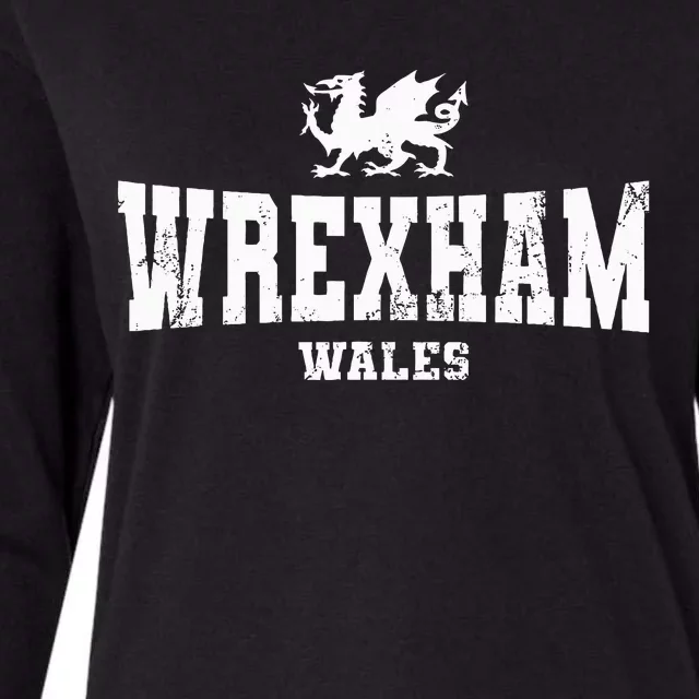 Wrexham Wales Welsh Dragon Flag Cymru Womens Cotton Relaxed Long Sleeve T-Shirt