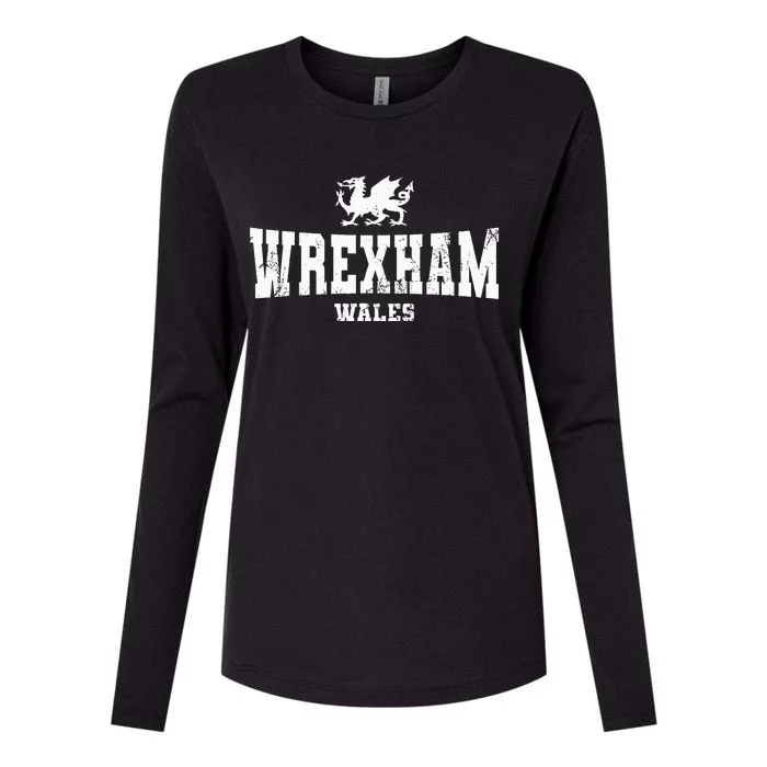 Wrexham Wales Welsh Dragon Flag Cymru Womens Cotton Relaxed Long Sleeve T-Shirt