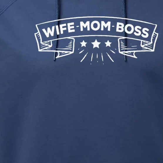 Womens Women's Wife Mom Boss Mothers Day Superhero Style Performance Fleece Hoodie