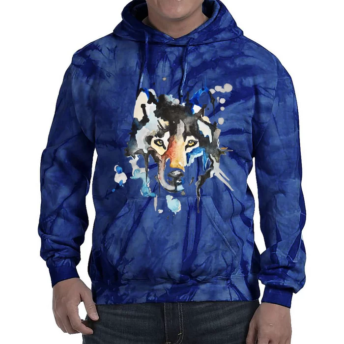 Watercolour Wolf Tie Dye Hoodie