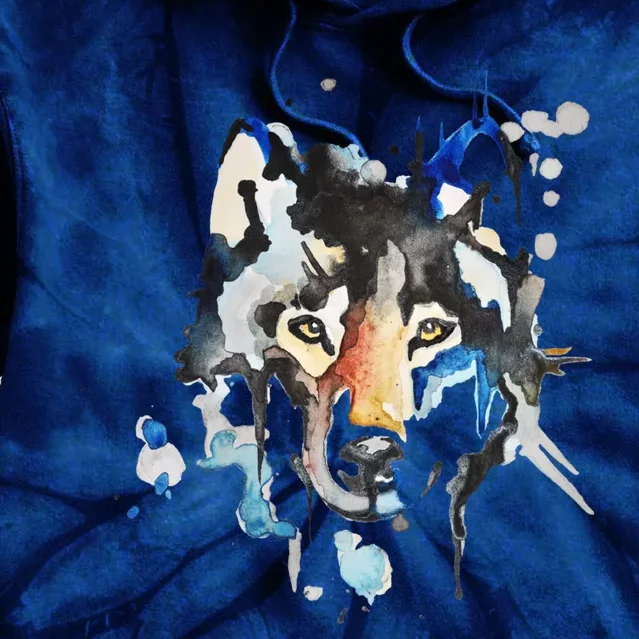 Watercolour Wolf Tie Dye Hoodie