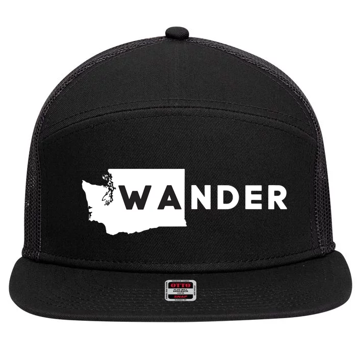 Wa Wander Washington Silhouette 7 Panel Mesh Trucker Snapback Hat