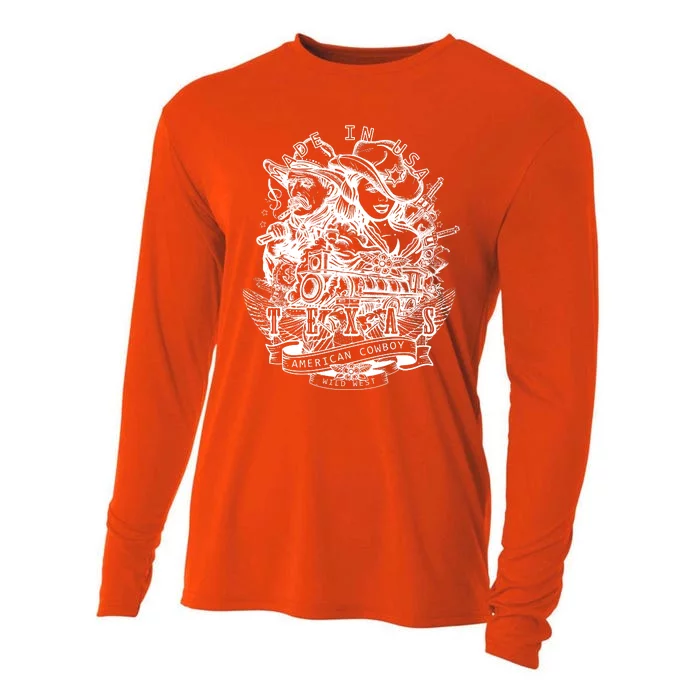 Wild Wild West Texas American Cowboy Cooling Performance Long Sleeve Crew