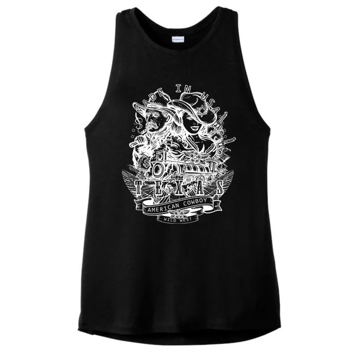 Wild Wild West Texas American Cowboy Ladies Tri-Blend Wicking Tank