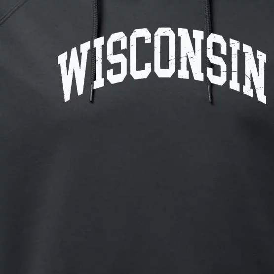 Wisconsin WI Worn Design Classic Performance Fleece Hoodie