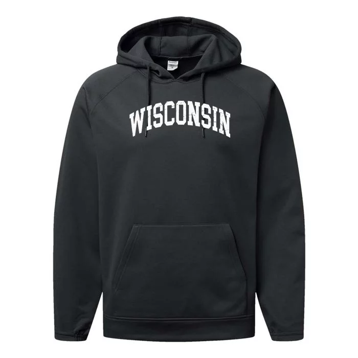 Wisconsin WI Worn Design Classic Performance Fleece Hoodie