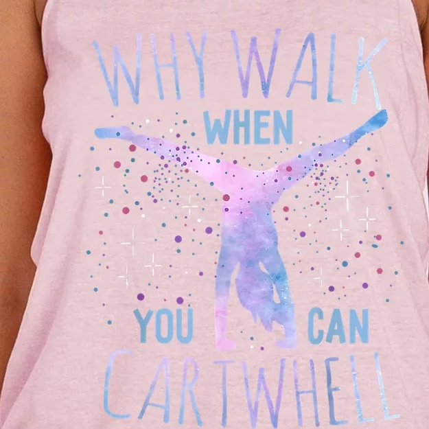 Why Walk When You Can Cartwheel Gymnast Gymnastic Gifts Girl Women's Knotted Racerback Tank