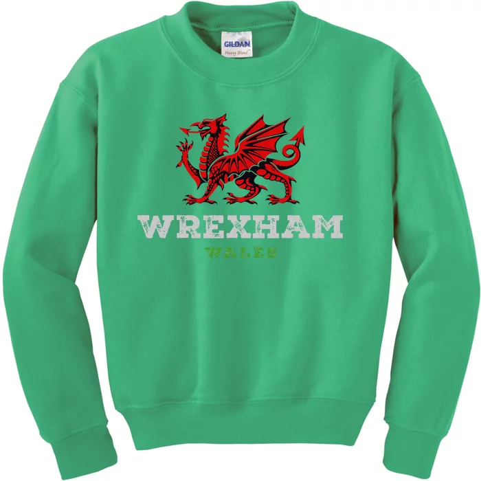 Wrexham Wales Welsh Dragon Flag Vintage Kids Sweatshirt