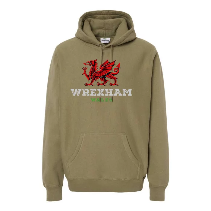 Wrexham Wales Welsh Dragon Flag Vintage Premium Hoodie