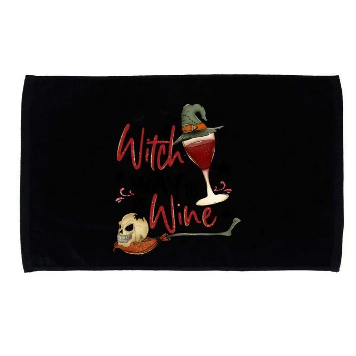 Women Witch Way To The Wine Funny Drinking Halloween Gift Microfiber Hand Towel