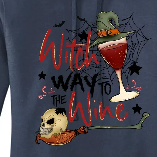 Women Witch Way To The Wine Funny Drinking Halloween Gift Women's Pullover Hoodie