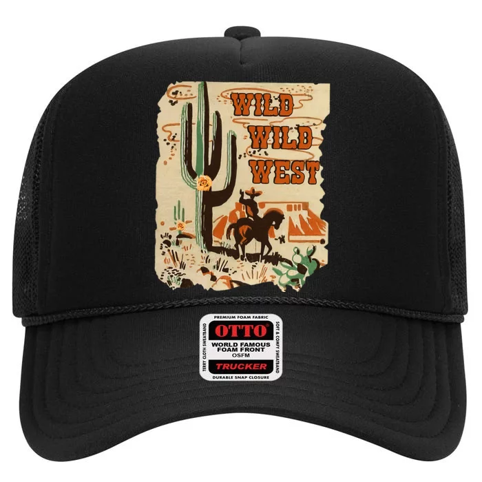 Wild Wild West Western Life Southwest Desert Vibes Cactus High Crown Mesh Trucker Hat