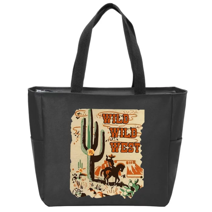 Wild Wild West Western Life Southwest Desert Vibes Cactus Zip Tote Bag