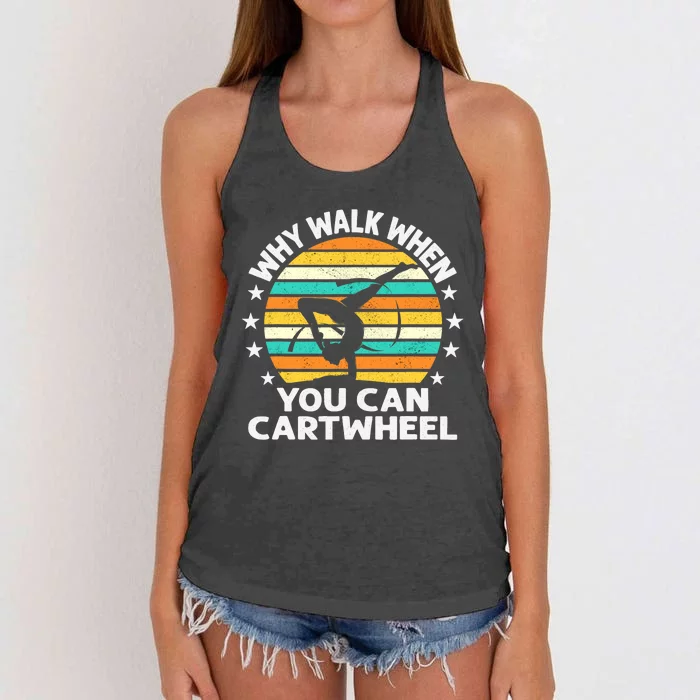 Why Walk When You Cartwheel Gymnastics Girls Wo Women's Knotted Racerback Tank