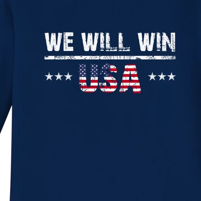 We Will Win Usa | Flag America Vote Baby Long Sleeve Bodysuit