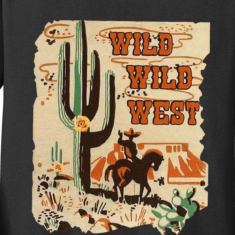 Wild Wild West Western Life Southwest Desert Vibes Cactus Kids Long Sleeve Shirt