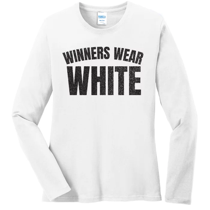 Winners Wear White Team Spirit Game Competition Color Retro Ladies Long Sleeve Shirt