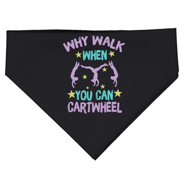 Why Walk When You Can Cartwheel Girl Gymnastics T Dance USA-Made Doggie Bandana