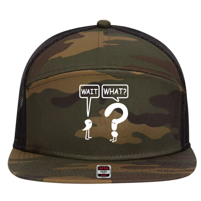 Wait What 7 Panel Mesh Trucker Snapback Hat