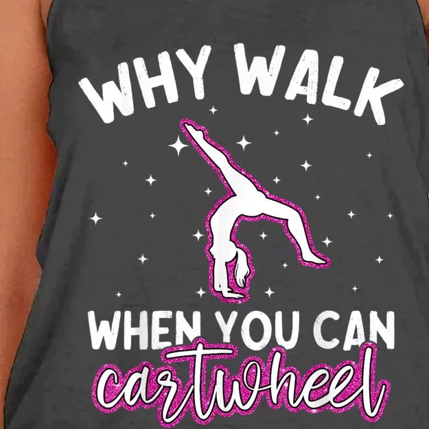 Why Walk When You Can Cartwheel Rainbow Tumbling Funny Girl Women's Knotted Racerback Tank