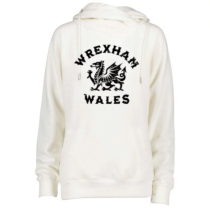 Wrexham Wales Welsh Dragon Flag Vintage Womens Funnel Neck Pullover Hood