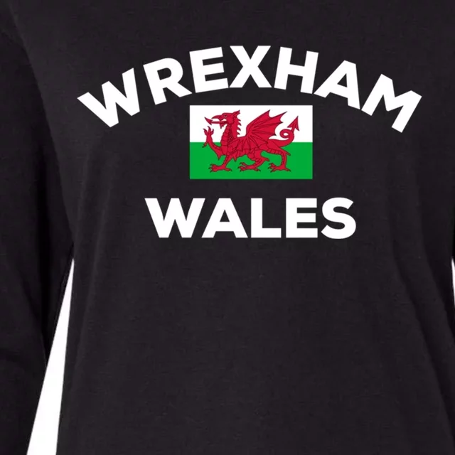 Wrexham Wales Welsh Flag City Gift Womens Cotton Relaxed Long Sleeve T-Shirt