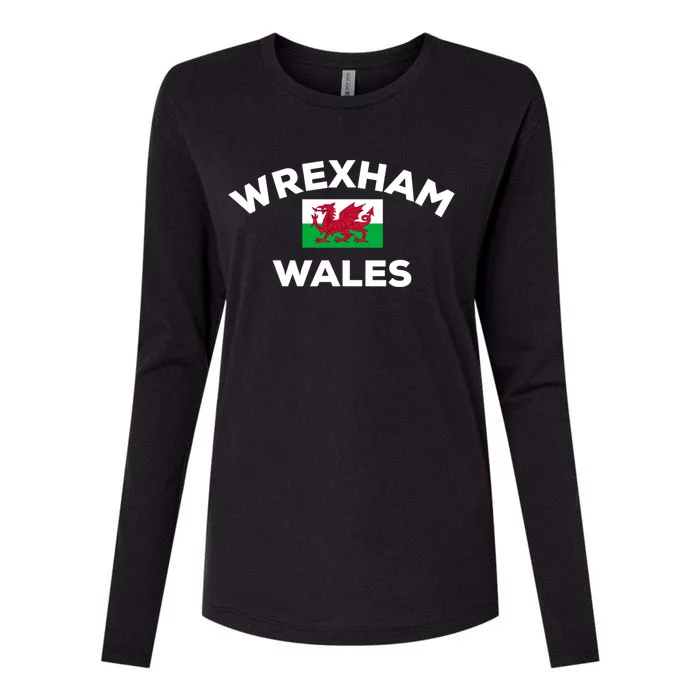 Wrexham Wales Welsh Flag City Gift Womens Cotton Relaxed Long Sleeve T-Shirt