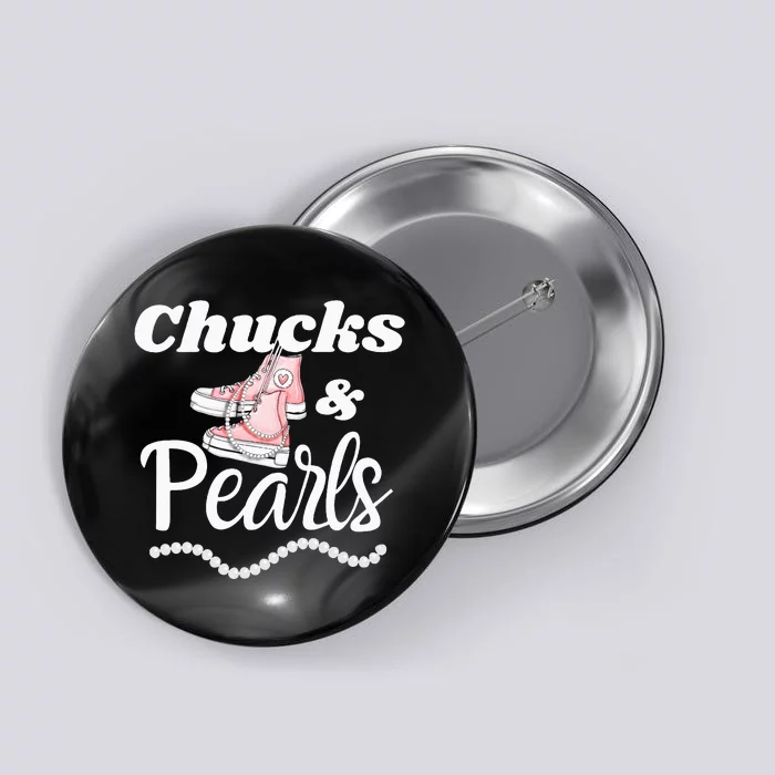 Wo Wo Wear Chucks And Pearls Kamala Harris President Button