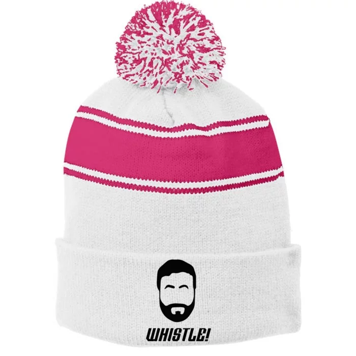 Whistle Whistle Stripe Pom Pom Beanie