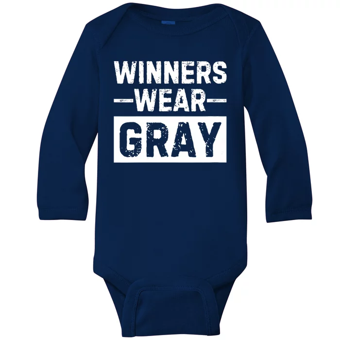 Women Winners Wear Gray Vintage Retro Baby Long Sleeve Bodysuit